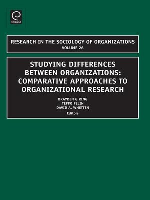 cover image of Research in the Sociology of Organizations, Volume 26